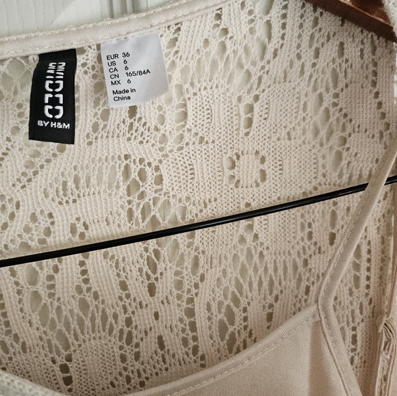 Divided H&M 6 Cream Ivory Lacey Dress Eith Slip Excellent - Picture 4 of 6